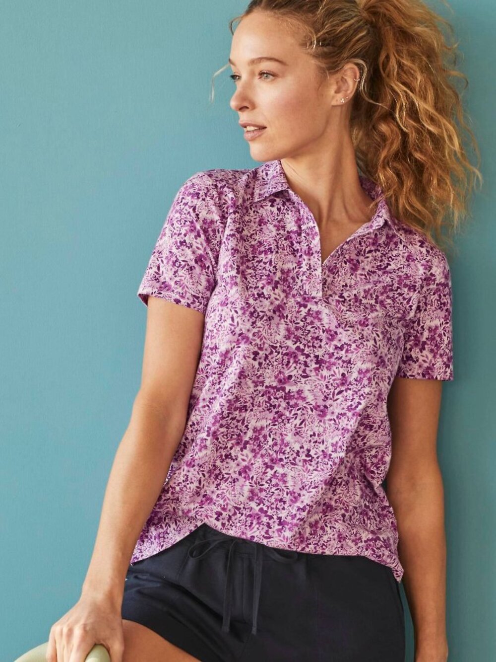 J. Jill Fit Cotton Stretch Polo Shirt